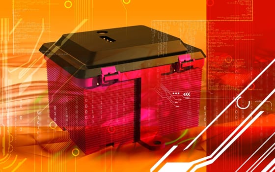 Digital illustration of a Battery box in colour background