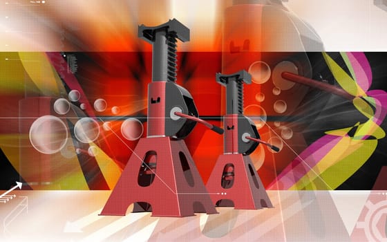 Digital illustration of Car lift in colour background