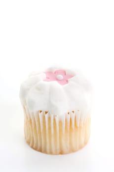 little iced cupcake isolated on white background