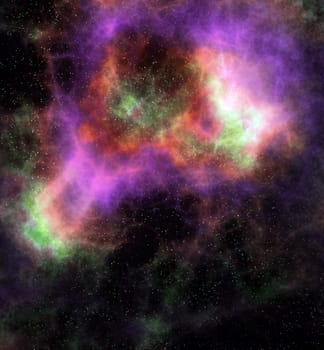 bright nebula gas cloud in deep outer space