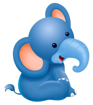 a digitally illustrated cute baby elephant