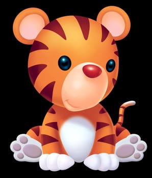 a digitally illustrated cute baby tiger