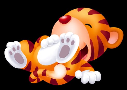a digitally illustrated cute baby tiger