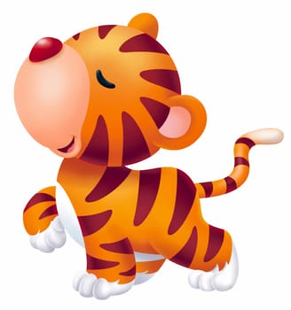 a digitally illustrated cute baby tiger