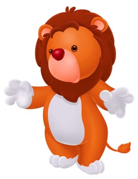 a digitally illustrated cute baby lion