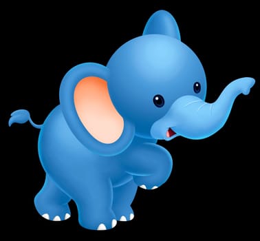 a digitally illustrated cute baby elephant