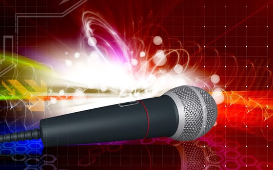 Digital illustration of microphone in colour background