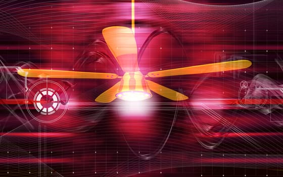 Digital illustration of ceiling fan in colour background