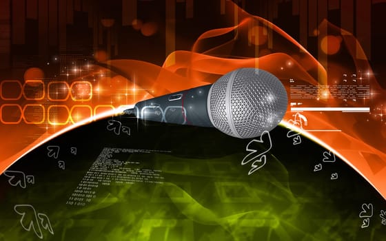 Digital illustration of microphone in colour background