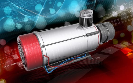 Digital illustration of air compressor in colour background
