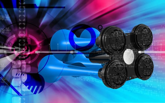 Digital illustration of horn in colour background