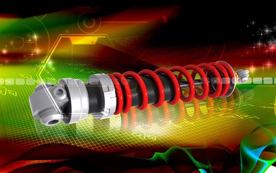 Digital illustration of Shock absorber in colour background