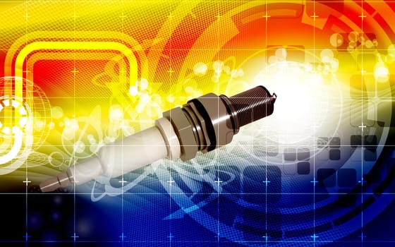 Digital illustration of Spark plug in colour background