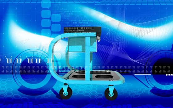 Digital illustration of Roller seat with drawer in colour background