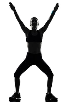 one woman exercising workout fitness aerobic exercise posture on studio isolated white background
