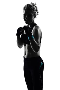 one woman exercising workout fitness aerobic exercise posture on studio isolated white background