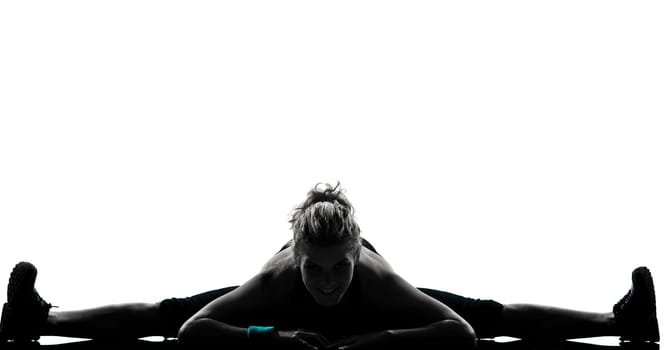 one woman exercising workout fitness aerobic exercise posture on studio isolated white background