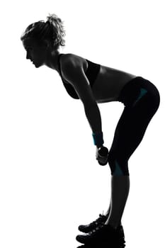 woman workout fitness posture body building weight training exercise exercising on studio isolated white background