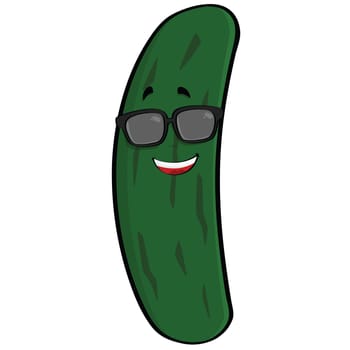 Cartoon illustration showing a cool cucumber sporting a pair of sunglasses
