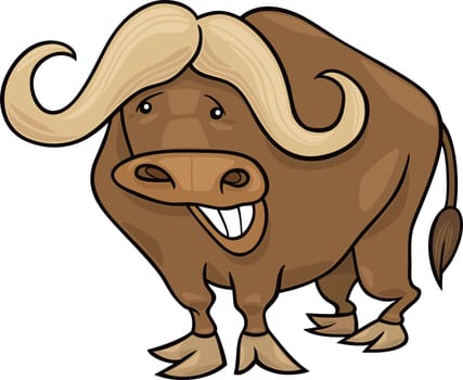cartoon illustration of funny african buffalo