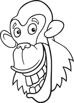 cartoon illustration of funny chimpanzee ape for coloring book