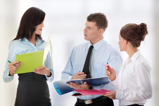 Conversation of business group.