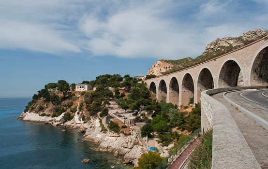 Typical viaduct on the coast of southern France