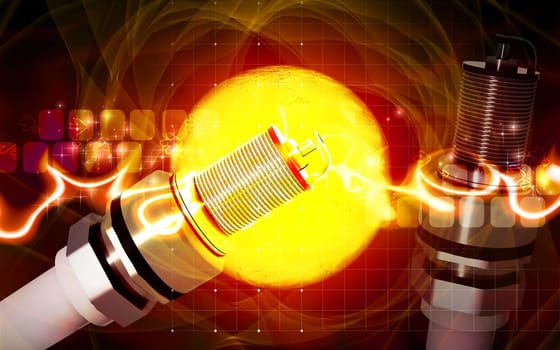 Digital illustration of Spark plug in colour background