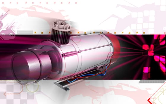 Digital illustration of air compressor in colour background