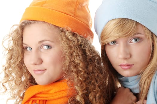 Two Young Beautiful Winter Girls