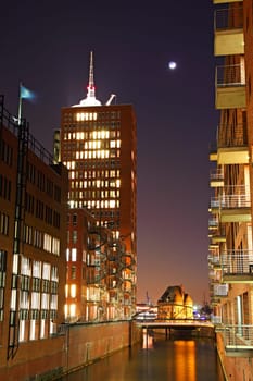 Hamburg Speicherstadt in the evening