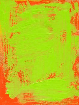 Light green brushstrokes on red-orange wooden plate
