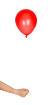 Red balloon inflated isolated on white background