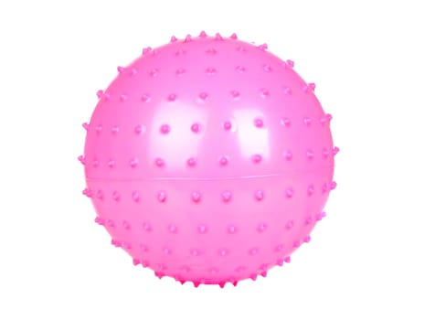Pink ball with spikes isolated on a over white background