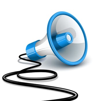 Megaphone on the ground with black wire