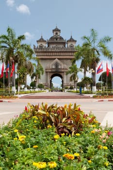 Patouxai in Vientiane,historical building and landmark of Laos