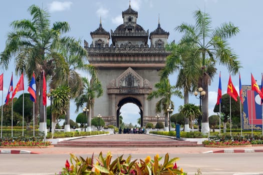 Patouxai in Vientiane,historical building and landmark of Laos
