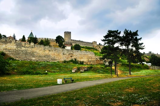 Kalemegdan fortress in Belgrade with walking path