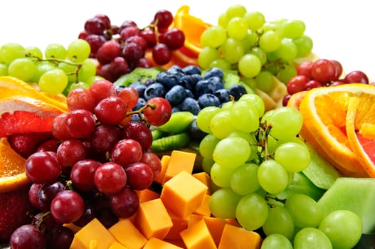 Platter of assorted fresh fruit and cheese