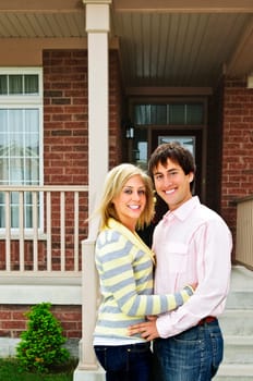 Young happy couple in love at home