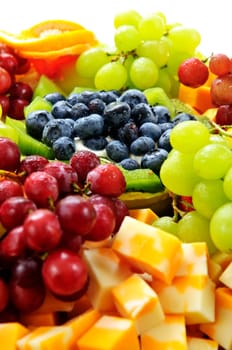 Platter of assorted fresh fruit and cheese