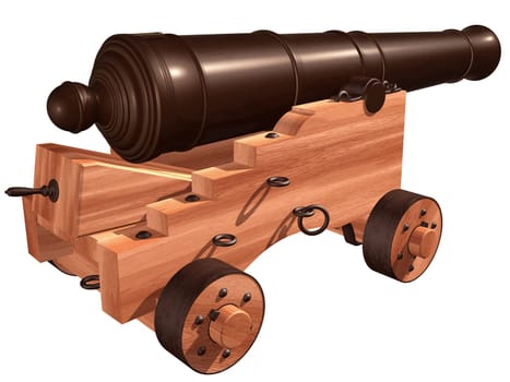 Isolated illustration of an antique ships cannon