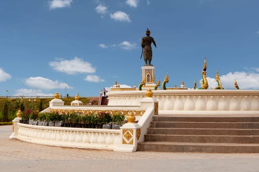 Statue Quai Fa Ngum in Vientiane,landmark on the Mekong River in Laos