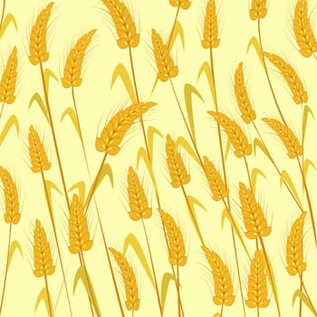 Ripe wheat. Isolated and grouped objects over Yellow background