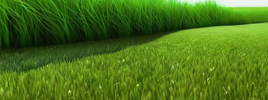 Green field, tree and blue sky.Great as a background,web banner. Generative AI