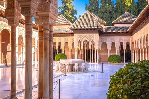 Stunting Islamic architecture of Alhambra view, Granada in Andalusia region of Spain