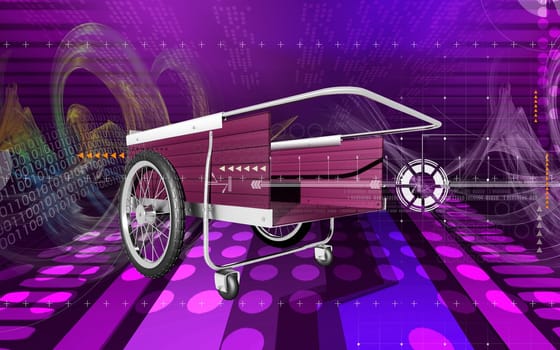 Digital illustration of garden cart in colour background