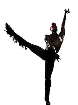 one  african man dancer dancing on studio isolated white background