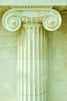 Corinthian antique column in an interior British museum