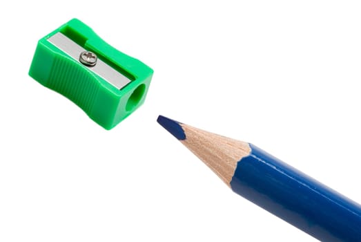 Pencil whit sharpener a over white background